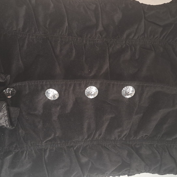 Black Sleeveless Velveteen Style Rhinestones Buttons Top XL by Bamboo Traders - Picture 3 of 5